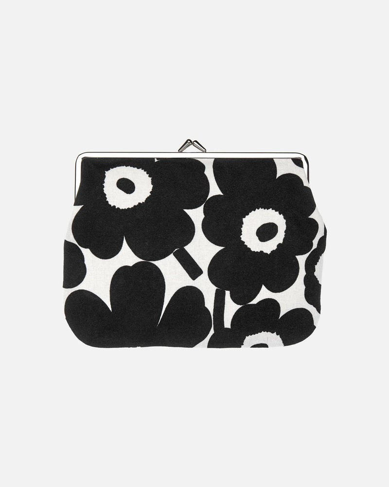 puolikas kukkaro mini unikko - clip purse black and white