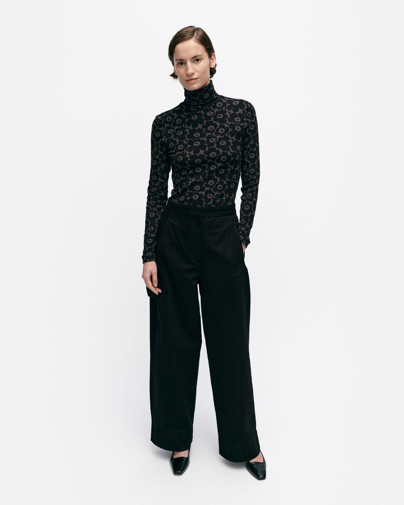 funktio solid cotton trousers black