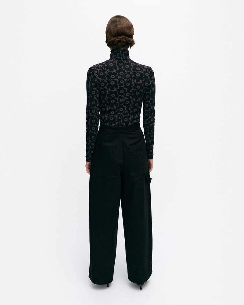 funktio solid cotton trousers black