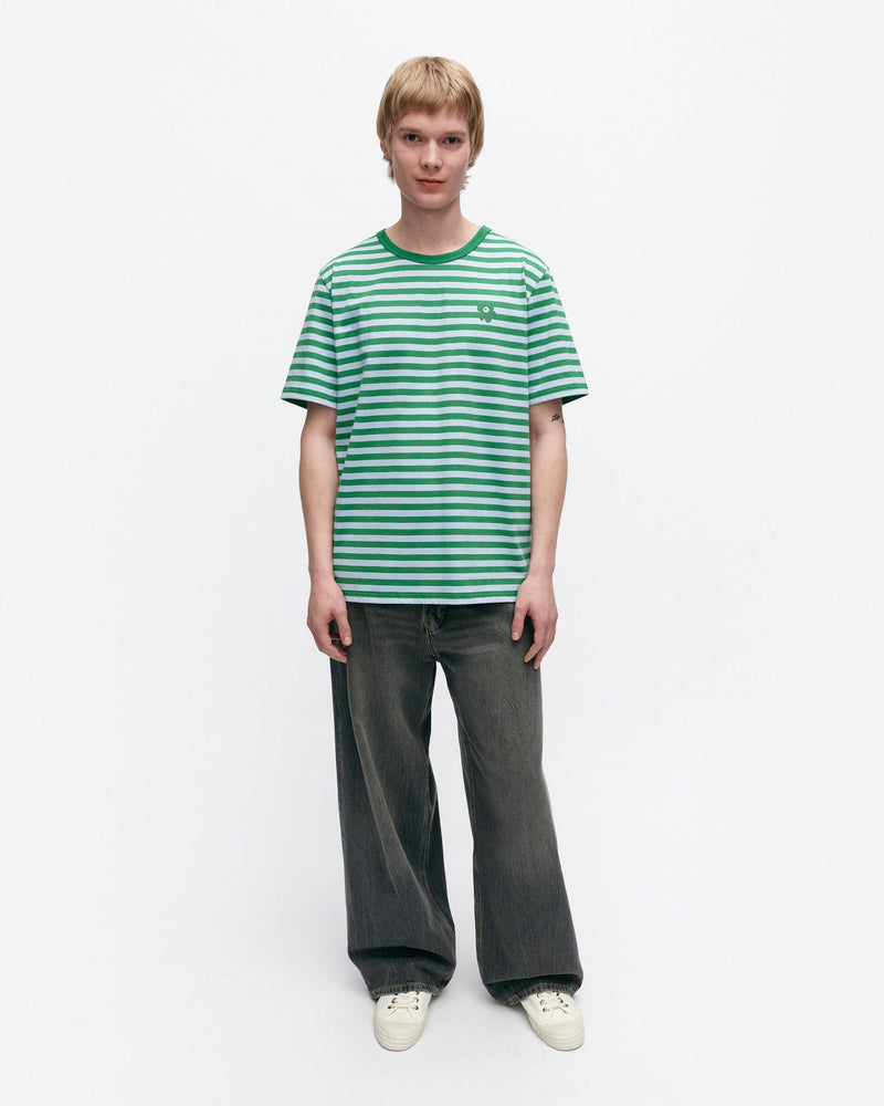 kioski tasaraita/unikko green relaxed - mens short sleeve shirt