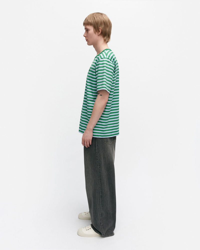 kioski tasaraita/unikko green relaxed - mens short sleeve shirt