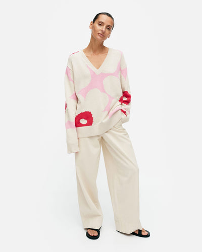 päivä unikko - knitted cotton pullover - pink