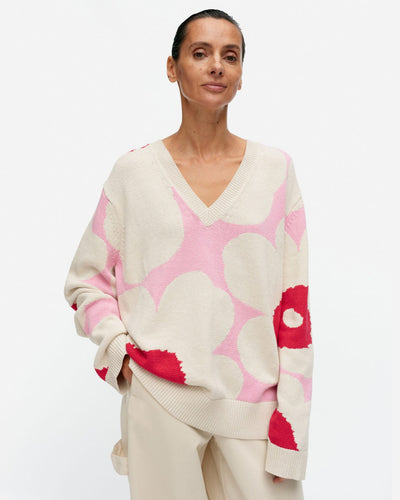 päivä unikko - knitted cotton pullover - pink