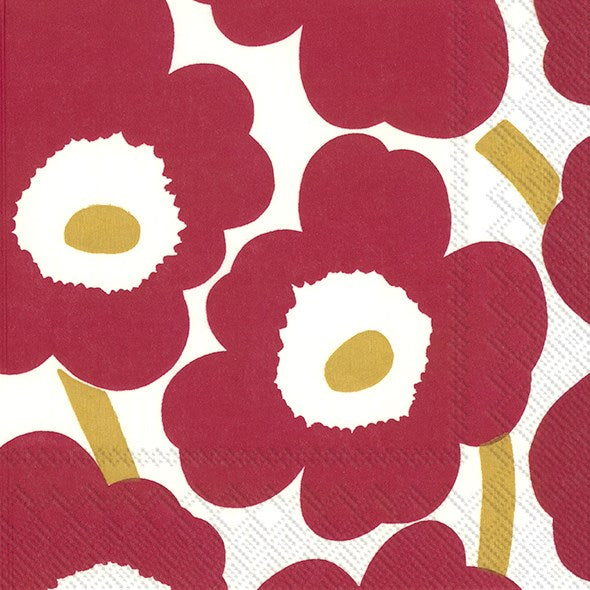 unikko maroon and gold cocktail paper napkins