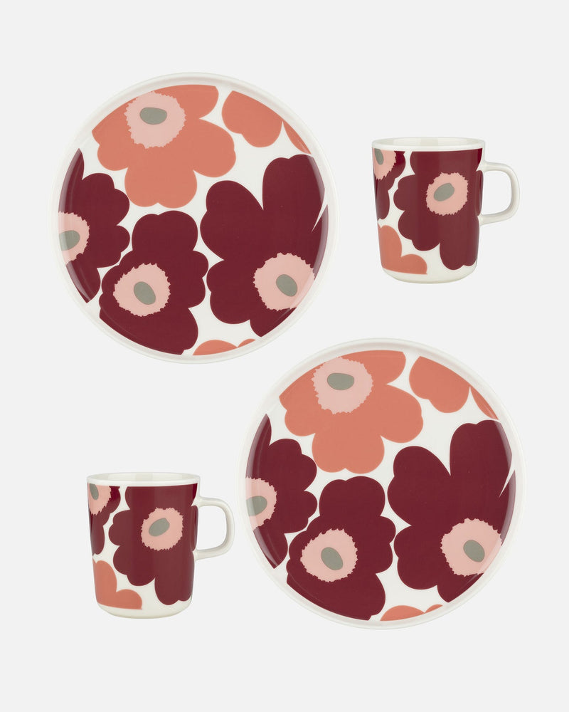 unikko breakfast set - 2 mugs, 2 plates