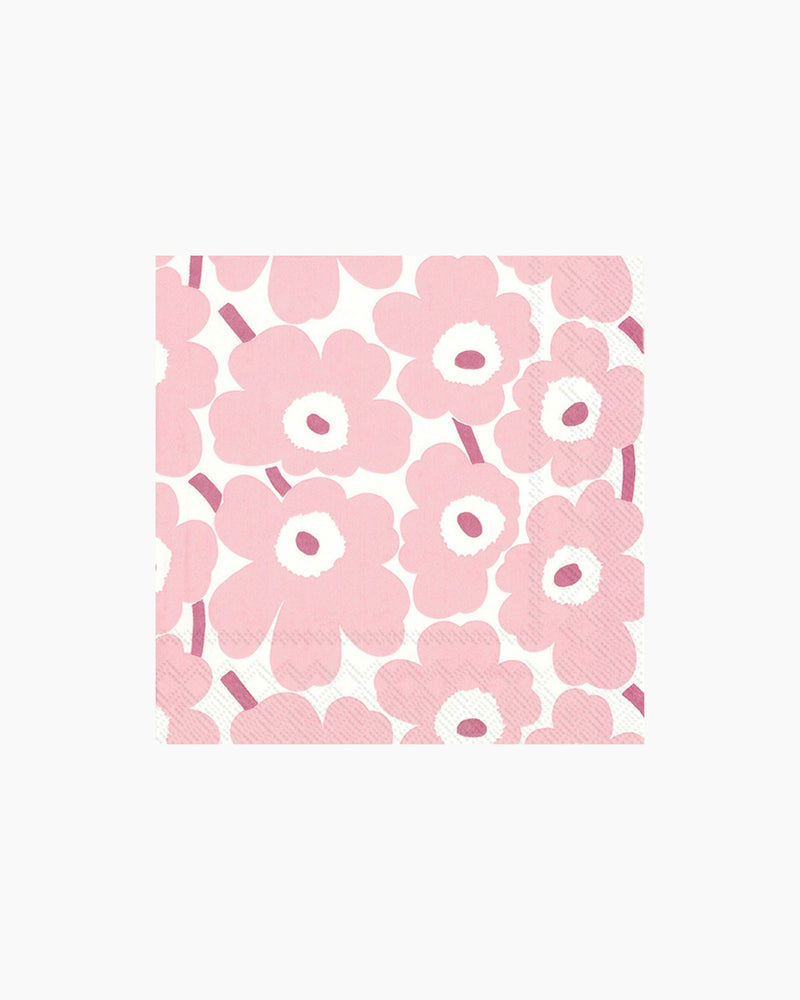 mini unikko cocktail paper napkins - light rose