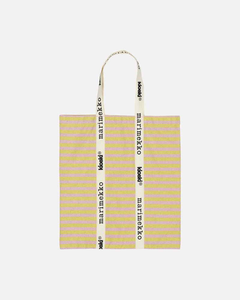 carrier midi tasaraita tote bag - pink/yellow