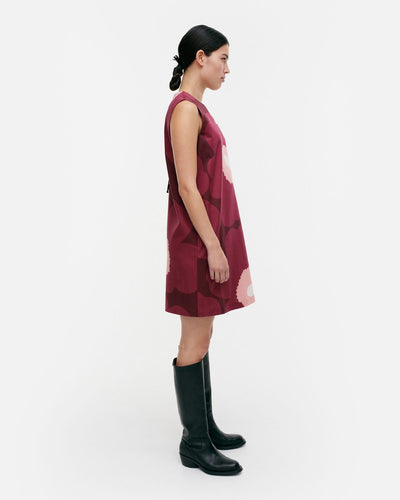 siluetti unikko cotton satin dress - maroon