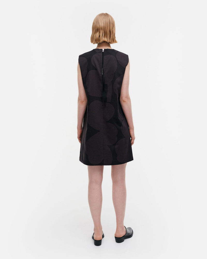 siluetti unikko cotton satin dress - black