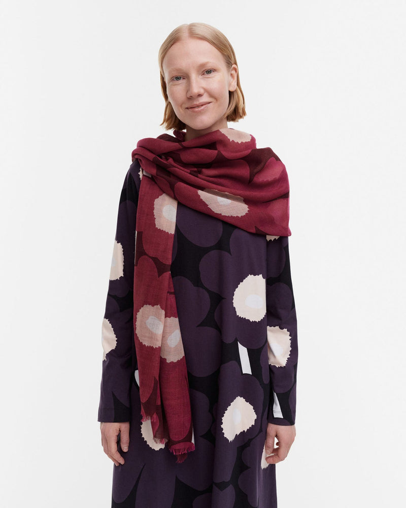 fiore unikko scarf - maroon/pink