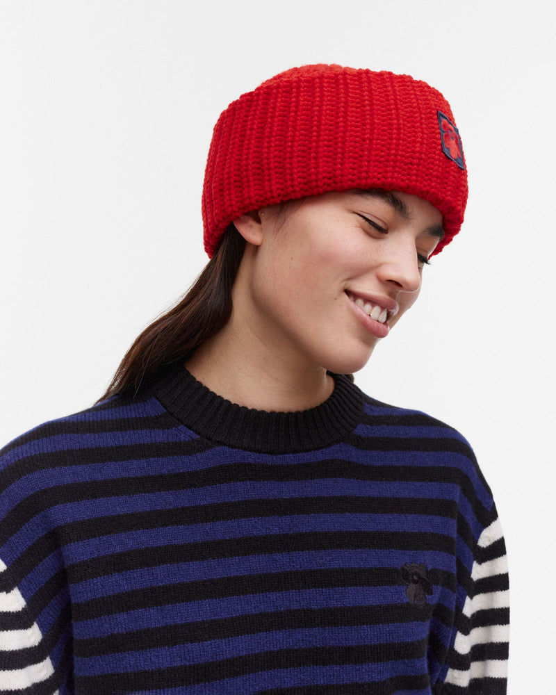 tilaisuus solid knitted toque - red