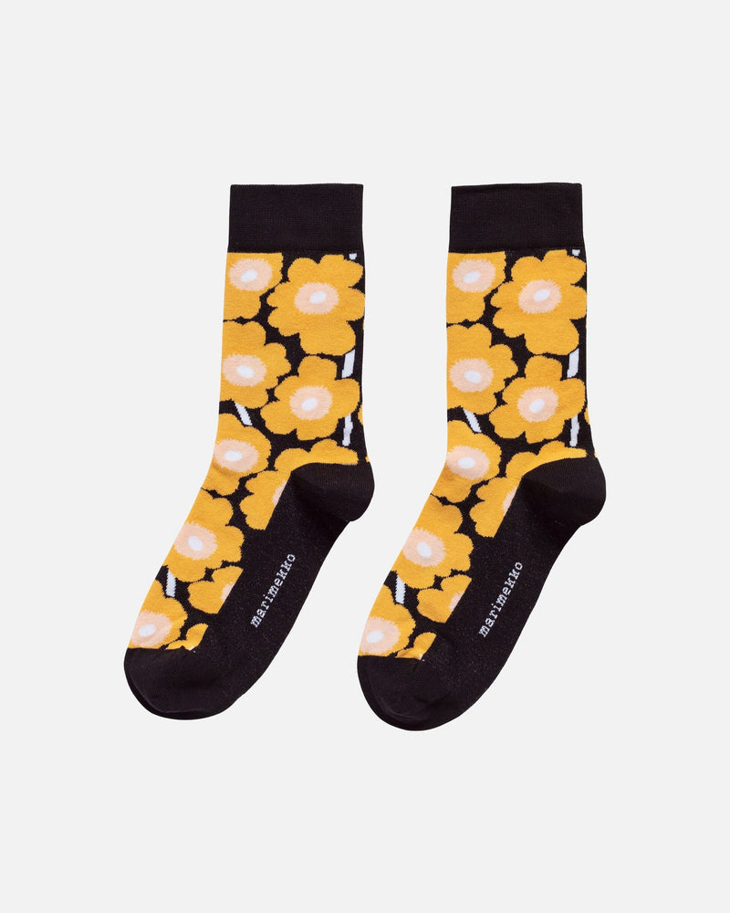 kirmailla piirto unikko socks - black and yellow