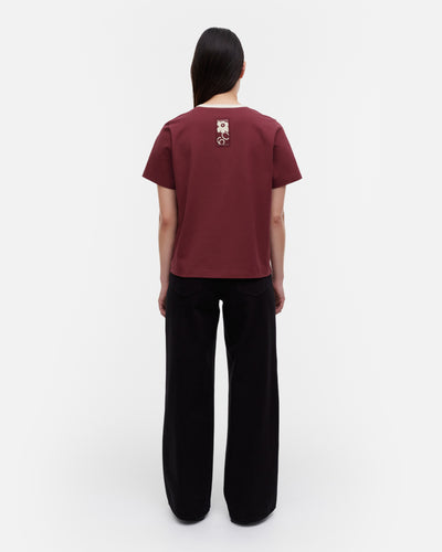 erna unikko  placement  t-shirt - maroon