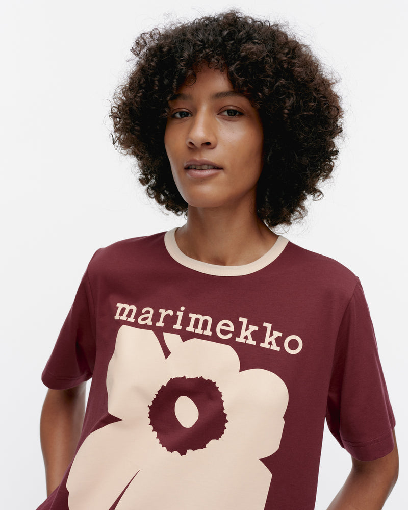 erna unikko  placement  t-shirt - maroon