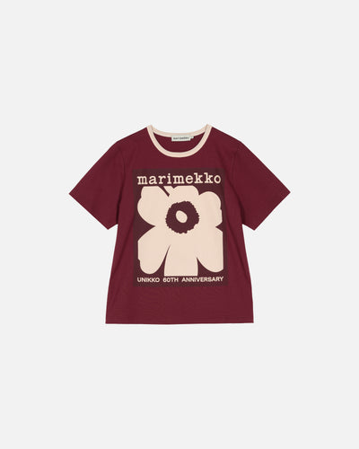 erna unikko  placement  t-shirt - maroon