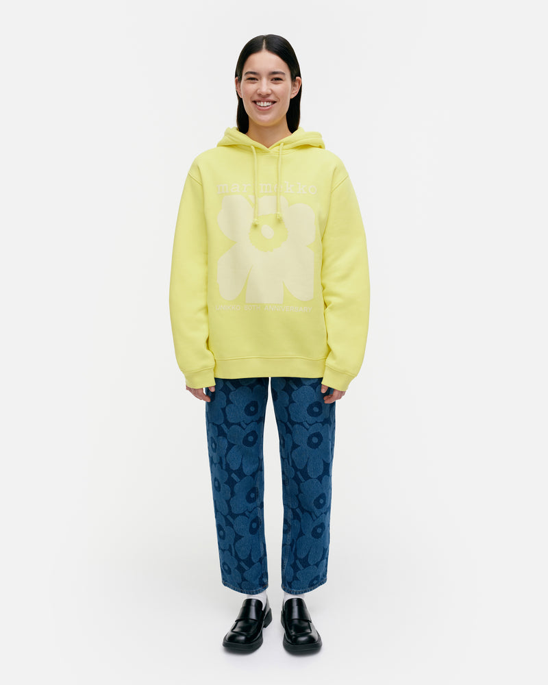 kioski luuppi unikko placement - hoodie - yellow