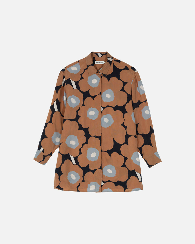 sivuta unikko cupro shirt - brown