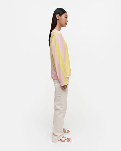 tasaraita/unikko relaxed pink & yellow - long sleeve shirt