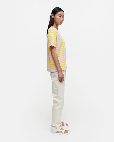 tasaraita/unikko relaxed pink & yellow - short sleeve shirt