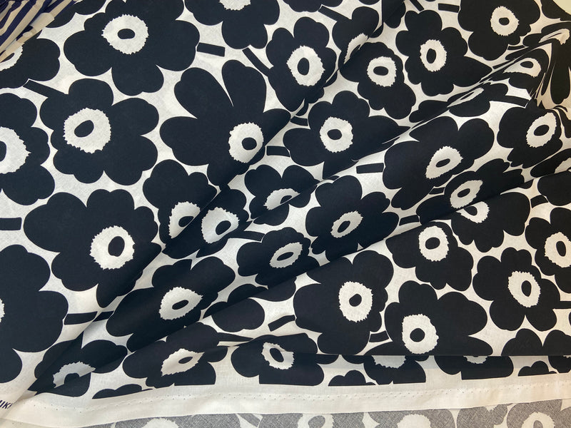 mini-unikko black cotton fabric